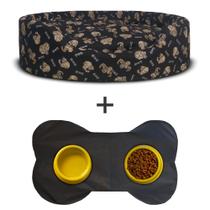 Kit Pet Caminha de Cachorro e Gato Grande + Tapete para Potes GG