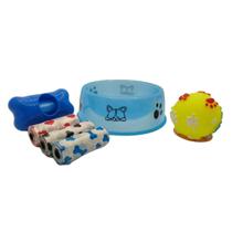 Kit Pet Comedouro p/ cães+Cata Caca dispenser e Refil+Brinquedo