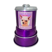 Kit Pet Comedouro + Pote de Ração Modelo Dog Pincher Aluminio