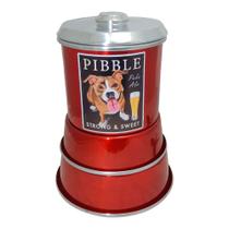 Kit Pet Comedouro + Pote de Ração Modelo Dog Pitbull Aluminio