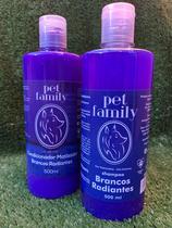 kit Pet Family Shampoo Branqueador + Condicionador Clareador 500 ml para Pelos Brancos Radiantes de Cão e Gato