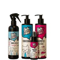 Kit Pet Fêmea Bicho de Patas 4 Itens Higiene Completa Hidrata e Nutre os Pelos