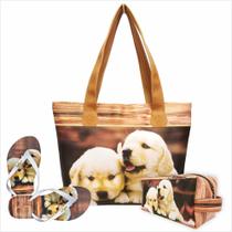 Kit Pet Feminino Cachorrinhos com Bolsa, Necessaire e Chinelo, Magicc Kit Pet Feminino Cachorrinhos com Bolsa, Necessaire e Chinelo, Magicc