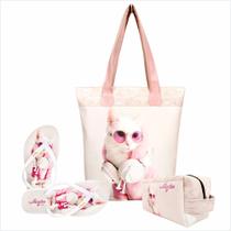 Kit Pet Feminino Gatinho com Bolsa, Necessaire e Chinelo, Magicc Kit Pet Feminino Gatinho com Bolsa, Necessaire e Chinelo, Magicc