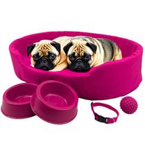 Kit Pet Médio Cama Europa Potes Água Ração Coleira Bolinha Kit Pet Médio Cama Europa Potes Água Ração Coleira Bolinha