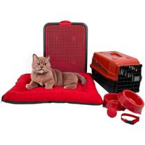 Kit Pet Médio Cama Futon Sanitário Transporte Acessórios