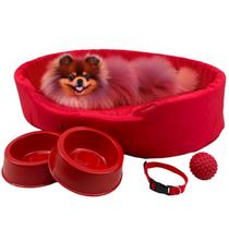 Kit Pet Pequeno Cama Europa Potes Água Ração Coleira Bolinha Kit Pet Pequeno Cama Europa Potes Água Ração Coleira Bolinha