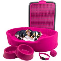 Kit Pet Pequeno Cama Europa Sanitário Comedouro Coleira Bola