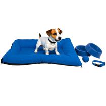Kit Pet Pequeno Cama Futon Potes Água Ração Coleira Bolinha Kit Pet Pequeno Cama Futon Potes Água Ração Coleira Bolinha