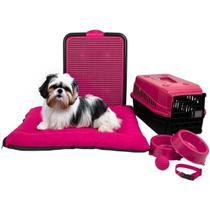 Kit Pet Pequeno Cama Futon Sanitário Transporte Acessórios