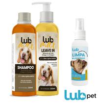 Kit Pet Shampoo + Leave In 600ml e Limpa Lagrimas 120 ml Lub Pet