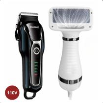 KIT PET SHOP Máquininha Tosa KEMEI 1991 + Secador econômico 110V KIT PET SHOP Máquininha Tosa KEMEI 1991 + Secador econômico 110V
