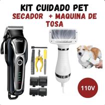 KIT PET SHOP Máquininha Tosa KEMEI 1991 + Secador econômico 110V KIT PET SHOP Máquininha Tosa KEMEI 1991 + Secador econômico 110V