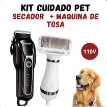 KIT PET SHOP Máquininha Tosa KEMEI 1991 + Secador moderno 110V KIT PET SHOP Máquininha Tosa KEMEI 1991 + Secador moderno 110V