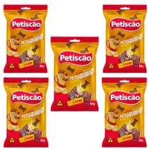 Kit petiscão 5 petisquinho de carne 60g formato osso p cães