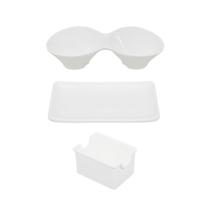 Kit Petisco 3 Peças Petisqueira Travessa Porta Sache Bestfer Kit Petisco 3 Peças Petisqueira Travessa Porta Sache Bestfer