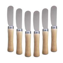 Kit Petisco Espátula 6 Pçs Aperitivo Faquinha Inox Madeira