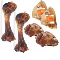Kit Petisco para caes Osso mordedor Orelha Bovina femur suino desidratado 100% natural