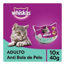 Kit Petisco Whiskas Temptations Anti Bola de Pelo Para Gatos Adultos 10x40g