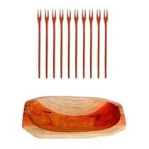 Kit Petisqueira 27x15CM com 10 Garfos 16CM Madeira Maciça Colher de Pau Kit Petisqueira 27x15CM com 10 Garfos 16CM Madeira Maciça Colher de Pau