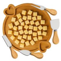 Kit Petisqueira 3 Divisórias + Jogo 4 Utensílios Para Queijo