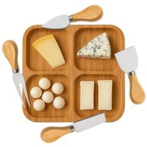 Kit Petisqueira 4 Divisórias + Jogo 4 Utensílios Para Queijo Kit Petisqueira 4 Divisórias + Jogo 4 Utensílios Para Queijo