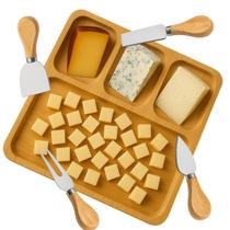 Kit Petisqueira 4 Divisórias + Jogo 4 Utensílios Para Queijo Kit Petisqueira 4 Divisórias + Jogo 4 Utensílios Para Queijo