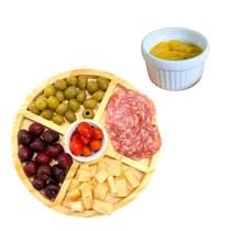 Kit Petisqueira 5 Divisórias De Bambu C/ Ramequim Porcelana