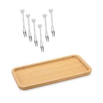KIT PETISQUEIRA BAMBU e 6 GARFINHOS CORAÇÃO 37CM BANDEJA TOP KIT PETISQUEIRA BAMBU e 6 GARFINHOS CORAÇÃO 37CM BANDEJA TOP