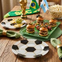 Kit Petisqueira Campo E Pratos Bola Futebol De Vidro Premium Kit Petisqueira Campo E Pratos Bola Futebol De Vidro Premium