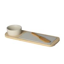KIT PETISQUEIRA COM ESPÁTULA BAMBU 1 POTE E 1 BANDEJA 12x32CM LYOR