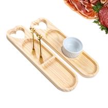 Kit Petisqueira de Madeira com Garfinhos para Petisco e Ramequim