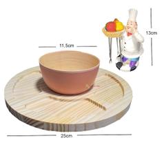 Kit Petisqueira em Madeira + Cozinheiro Garfinhos + Molheira