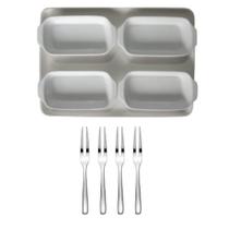 Kit Petisqueira / Entradas 09 Pç Porcelana e Aço Inox