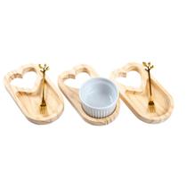 Kit Petisqueira Madeira com Ramequim e Garfinhos para Petiscos