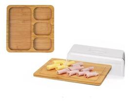 Kit Petisqueira Quadrado Com 4 Divisórias + Porta-Frios