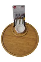 Kit Petisqueira Redonda Para Frios Queijo Com Molheira Ramekin e Garfinhos para Petiscos