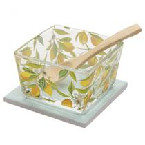 Kit Petisqueira Vidro + Colher Bambu + Suporte de Cerâmica Limão Siciliano C956 Kit Petisqueira Vidro + Colher Bambu + Suporte de Cerâmica Limão Siciliano C956