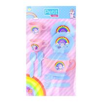 Kit Petit Chá Chaleira, Xícaras, Pratinhos e Talheres Coloridos e De Unicórnio