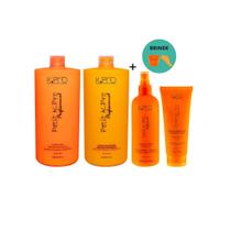 Kit petit shampoo + condicionador de litro + leave-in 200ml + leave-in cachinhos 200ml - kpro