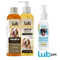 Kit PetShop Banho e Tosa Lub Pet Shampoo + Leave In e Higiene Bucal