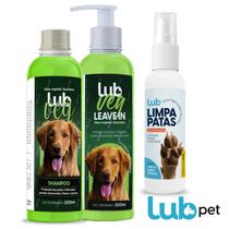 Kit PetShop Shampoo 300ml, Leave in 300ml e Limpa Patas 60ml LubPet