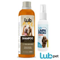 Kit PetShop Shampoo Para Cães e Gatos 300ml e Limpa Patas 60ml Lub Pet