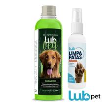 Kit PetShop Shampoo Vegano 300ml E Limpa Patas Cães e Gatos 60ml LubPet