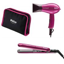 Kit philco secador + chapinha 1000w bilvot rosa