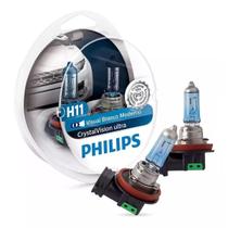 Kit Philips 2 Lampada H11 Crystal Vision Ultra + Par Pingos