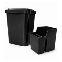 Kit pia 2 peças lixeira 4l preto com porta detergente e utensílios organizador de bancada preto