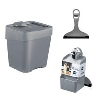 Kit Pia 3 peças Dispenser Detergente Lixeira Rodinho Cinza