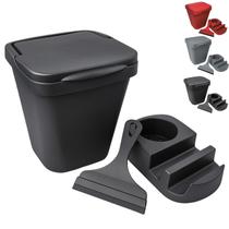 Kit Pia 3 Peças Lixeira 4,8 Litros + Porta Detergente Esponja Bucha + Rodinho Organizador Cozinha Kit Pia 3 Peças Lixeira 4,8 Litros + Porta Detergente Esponja Bucha + Rodinho Organizador Cozinha