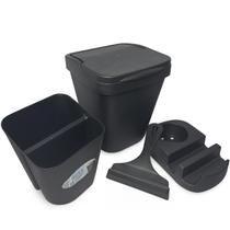 Kit Pia 4 Peças Lixeira 4,8 Litros Seca talher Porta Detergente e Rodinho Organizador de pia